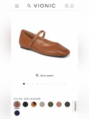 Vionic Tan Leather Mary Jane Flats worn once